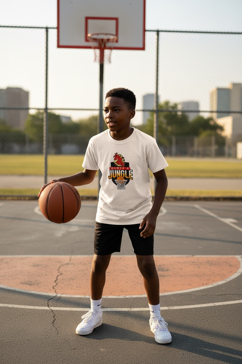 Quote’s Jungle Youth Basketball Tee White